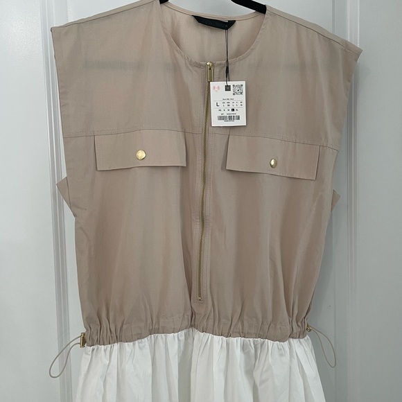 NWT Zara Combination Poplin Dress Size Large Quiet Luxury.      21 - Picture 4 of 9